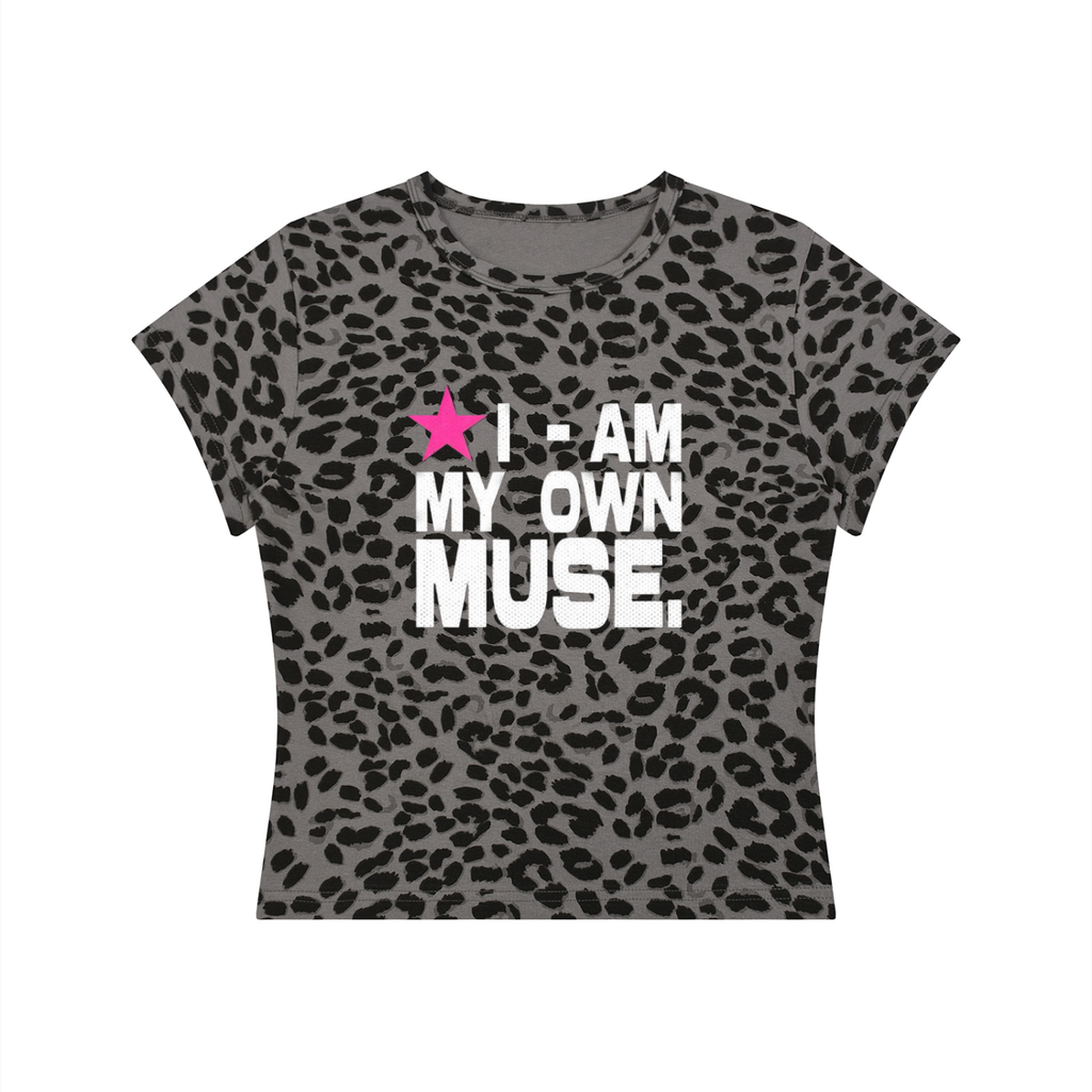 "I - AM MY OWN MUSE"  Leopard Print Crop T-Shirt