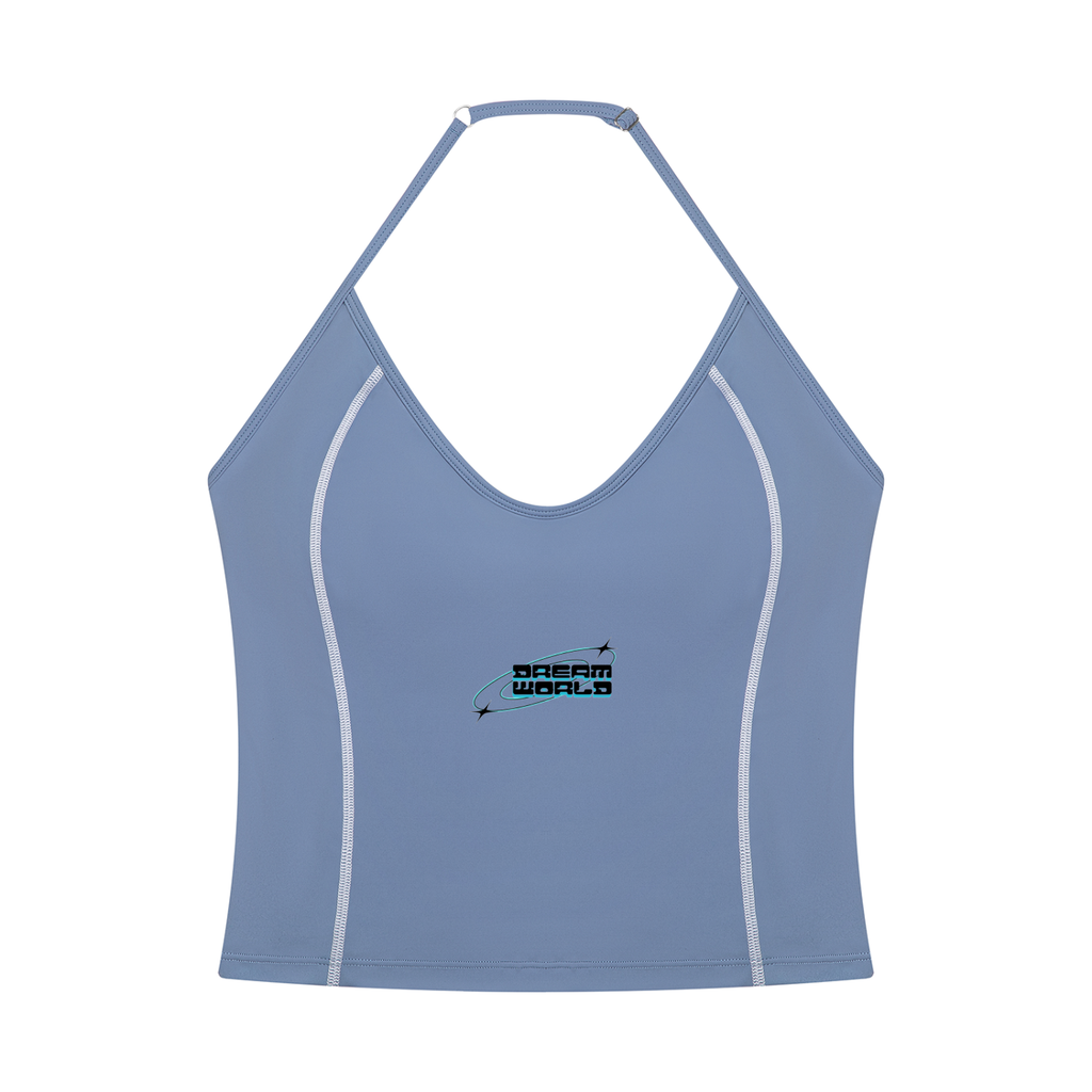 Halter Neck Yoga Tank Top & High Waisted Yoga Biker Shorts