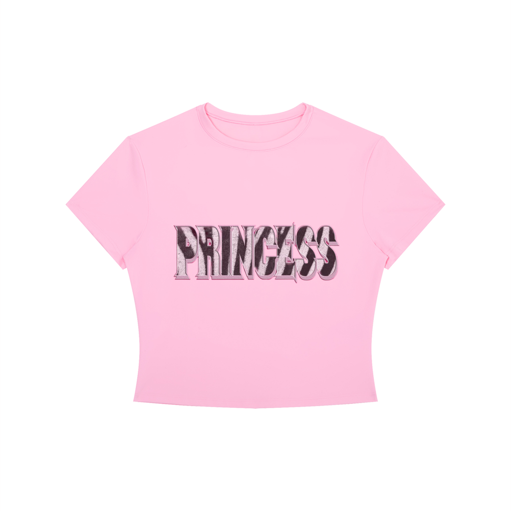 "PRINCESS"  Crewneck Crop T-Shirt