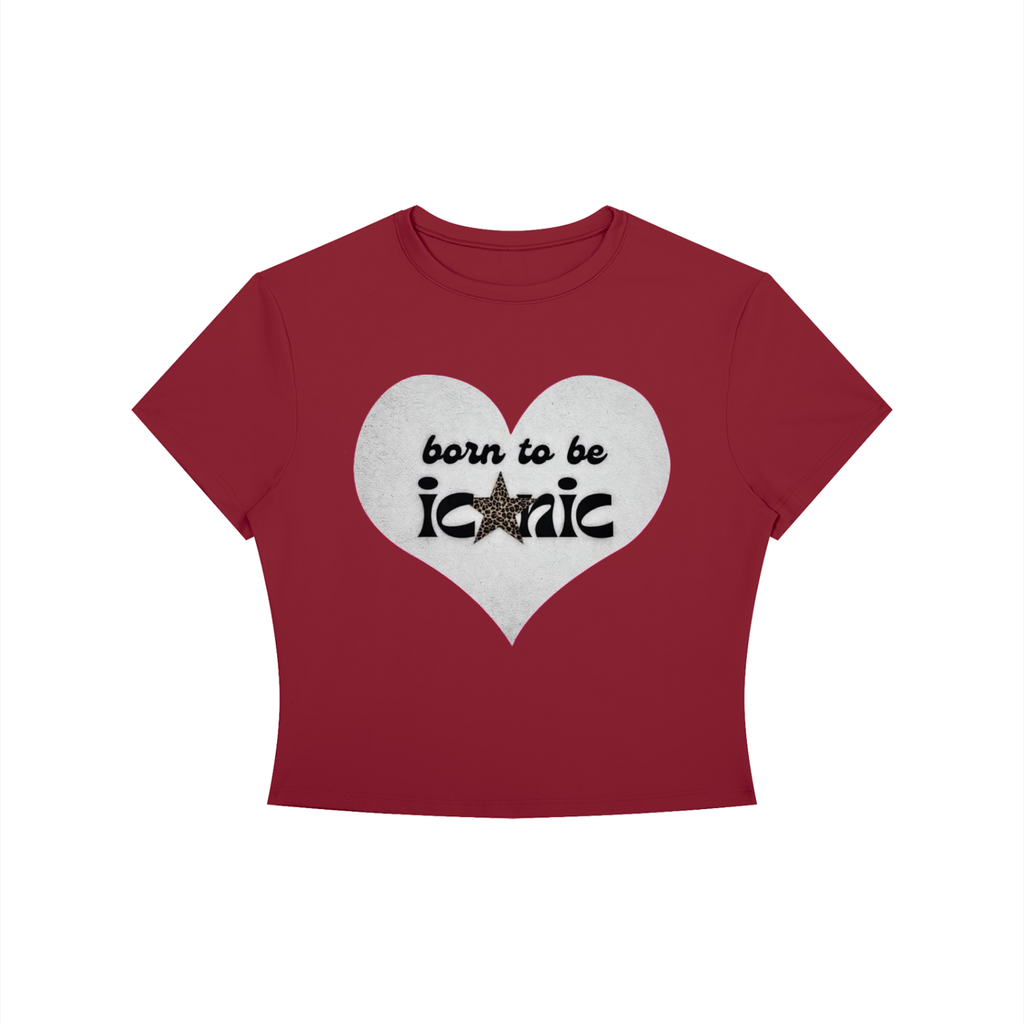 "BORN TO BE ICONIC"  Crewneck Crop T-Shirt