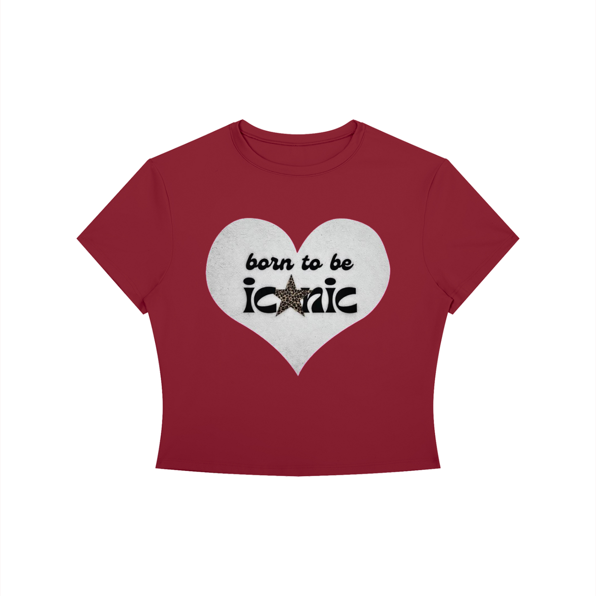 "BORN TO BE ICONIC"  Crewneck Crop T-Shirt
