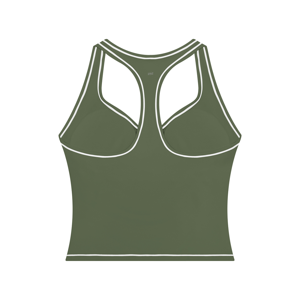 Topstitching Yoga Tank Top & High-Rise Flared Yoga Pants Set